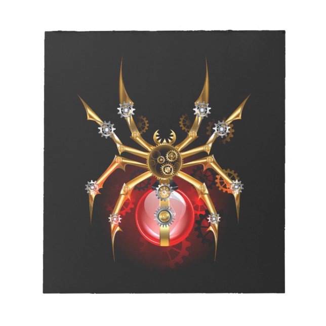 Steampunkspinne auf schwarz notizblock (Vorderseite)