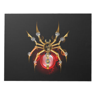 Steampunkspinne auf schwarz notizblock