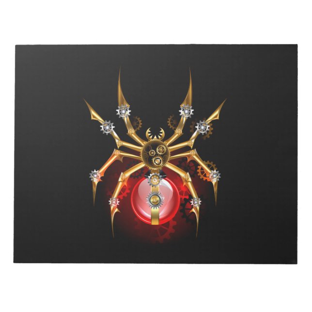 Steampunkspinne auf schwarz notizblock (Vorderseite)