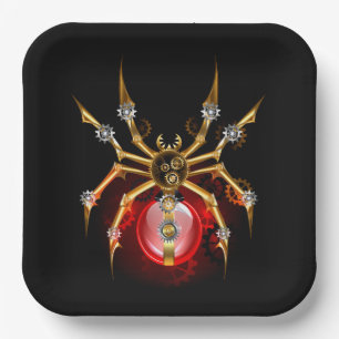 Steampunkspinne auf schwarz pappteller