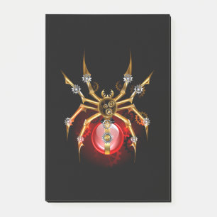 Steampunkspinne auf schwarz post-it klebezettel