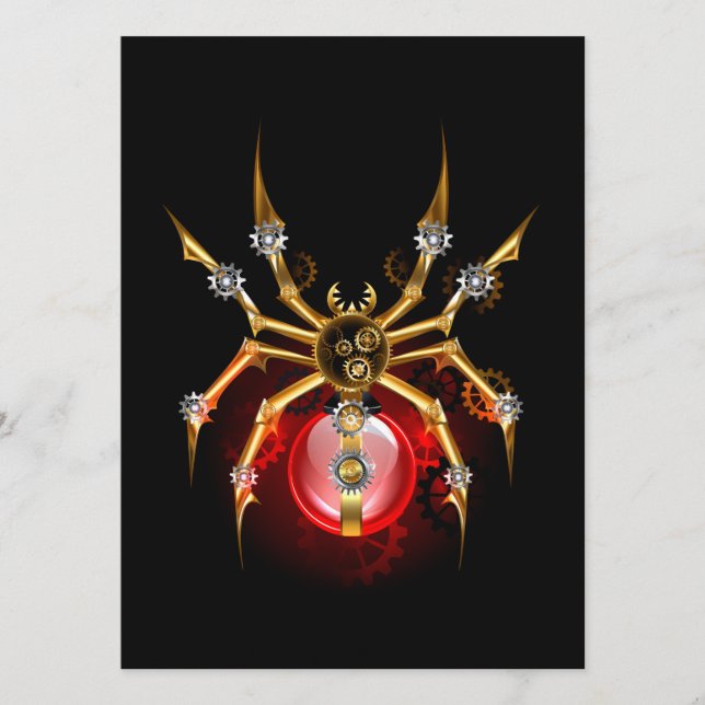 Steampunkspinne auf schwarz programm (Vorderseite)