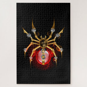 Steampunkspinne auf schwarz puzzle