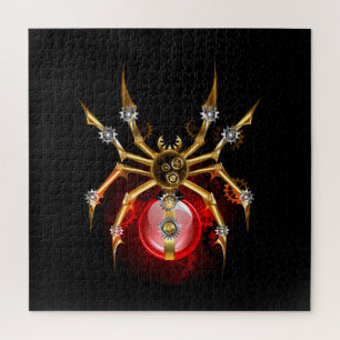 Steampunkspinne auf schwarz puzzle