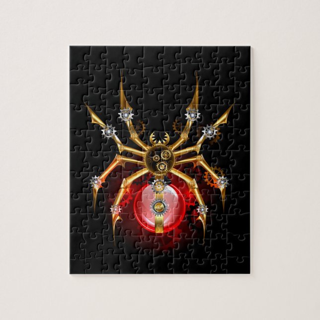 Steampunkspinne auf schwarz puzzle (Vertikal)