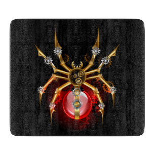 Steampunkspinne auf schwarz schneidebrett