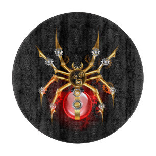 Steampunkspinne auf schwarz schneidebrett