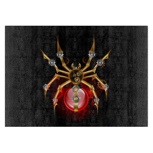 Steampunkspinne auf schwarz schneidebrett (Vorderseite)