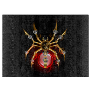 Steampunkspinne auf schwarz schneidebrett