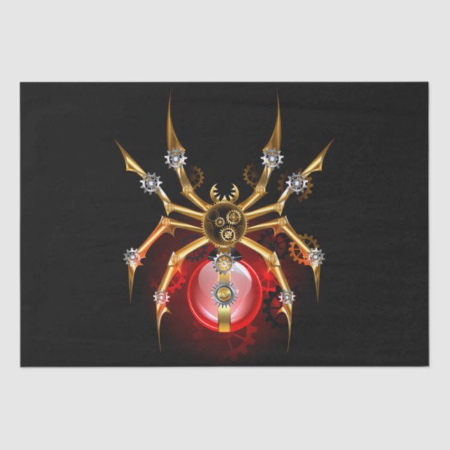 Steampunkspinne auf schwarz seidenpapier (Vorderseite)