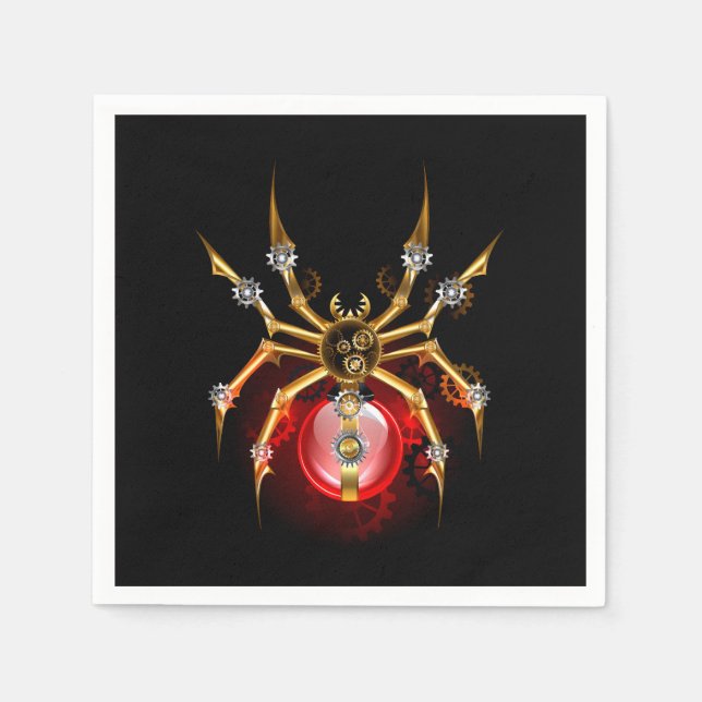 Steampunkspinne auf schwarz serviette (Vorderseite)