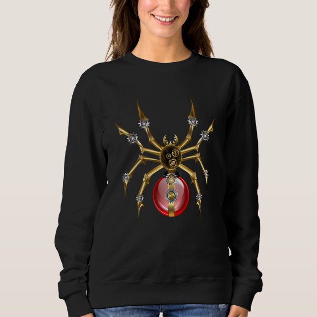 Steampunkspinne auf schwarz sweatshirt (Vorderseite)
