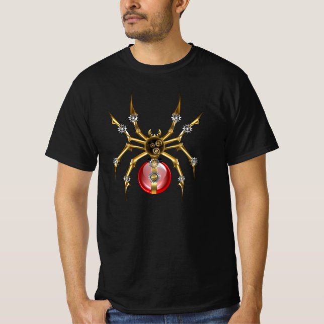 Steampunkspinne auf schwarz T-Shirt (Vorderseite)