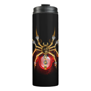 Steampunkspinne auf schwarz thermosbecher