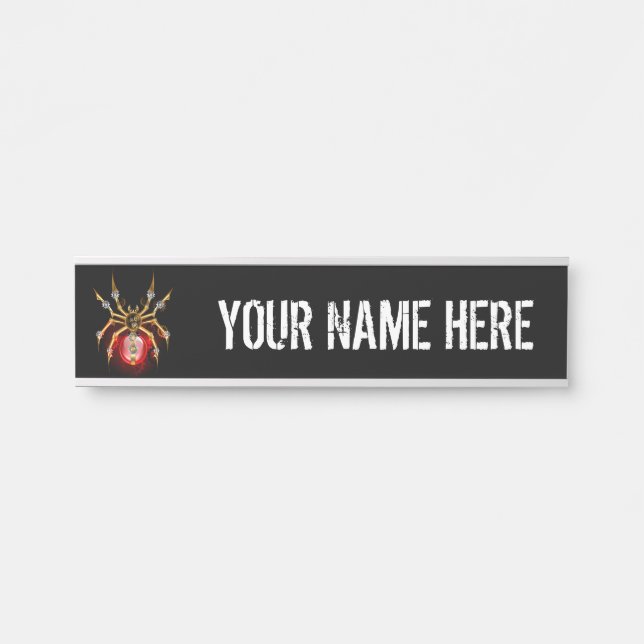 Steampunkspinne auf schwarz türschild (Vorderseite )