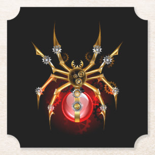 Steampunkspinne auf schwarz untersetzer