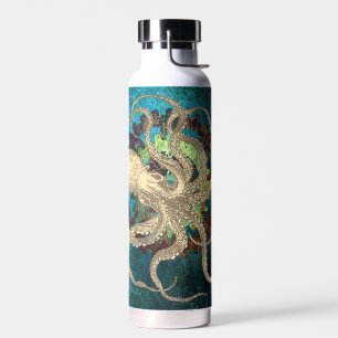 Steampunktopus und Uhrwerk Trinkflasche