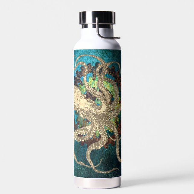 Steampunktopus und Uhrwerk Trinkflasche (Links)