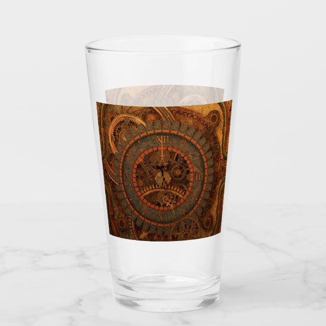 Steampunkuhr Glas (Vorderseite)