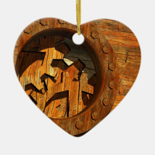 Steampunkuhr Keramik Ornament