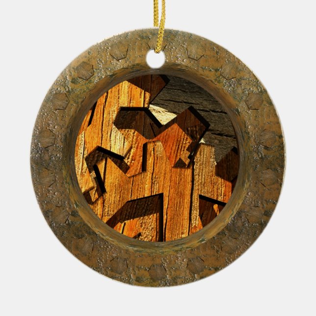 Steampunkuhr Keramikornament (Vorne)