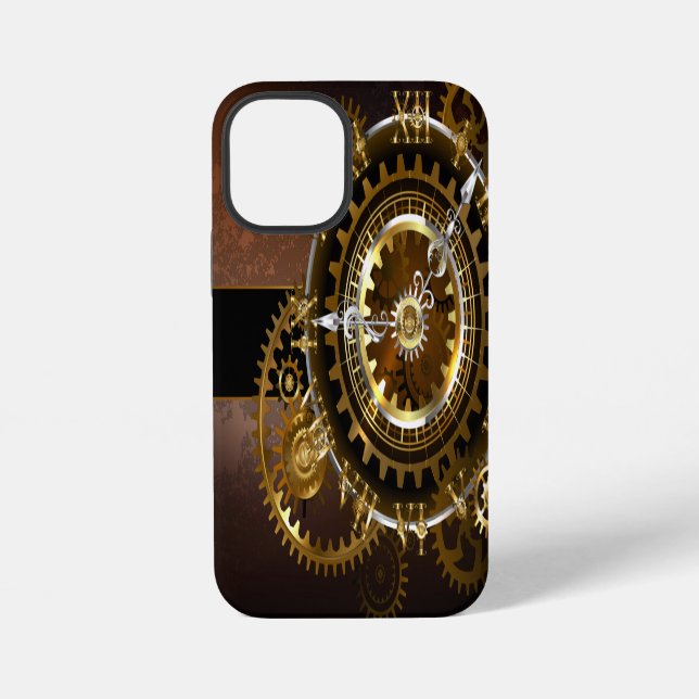 Steampunkuhr mit antiken Zahnrädern iPhone Hülle (Rückseite)