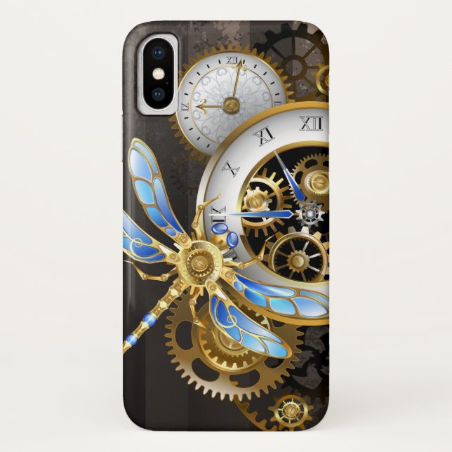 Steampunkuhr mit mechanischem Drachenfliegen Case-Mate iPhone Hülle (Rückseite)