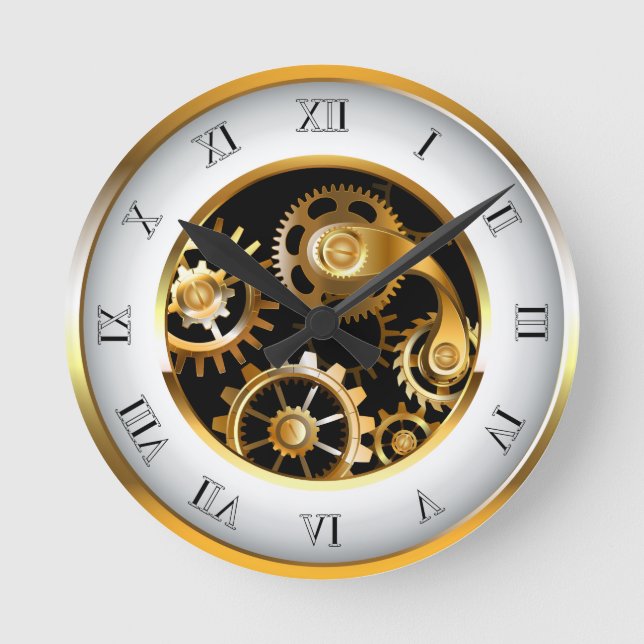 Steampunkuhr mit mechanischem Drachenfliegen Runde Wanduhr (Vorderseite)