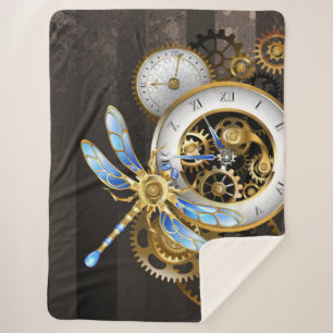 Steampunkuhr mit mechanischem Drachenfliegen Sherpadecke