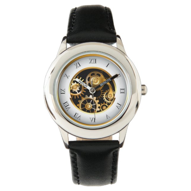 Steampunkuhr mit mechanischer Libelle Armbanduhr (Vorderseite)