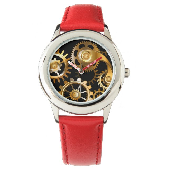 Steampunkuhr mit mechanischer Libelle Armbanduhr (Vorderseite)