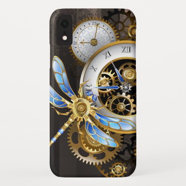 Steampunkuhr mit mechanischer Libelle Case-Mate iPhone Hülle (Rückseite)