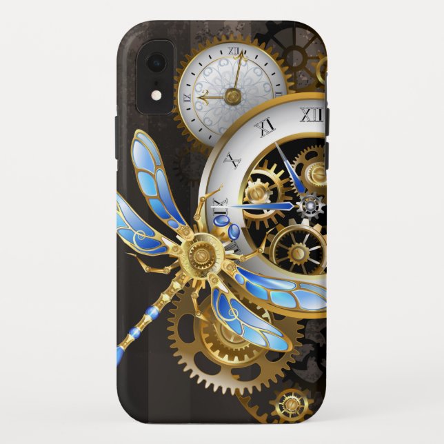 Steampunkuhr mit mechanischer Libelle Case-Mate iPhone Hülle (Rückseite)