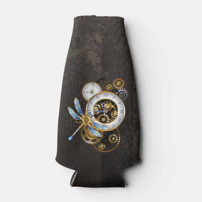 Steampunkuhr mit mechanischer Libelle Flaschenkühler (Vorderseite)