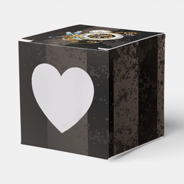 Steampunkuhr mit mechanischer Libelle Geschenkschachtel (Vorderseite)