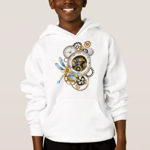 Steampunkuhr mit mechanischer Libelle Hoodie