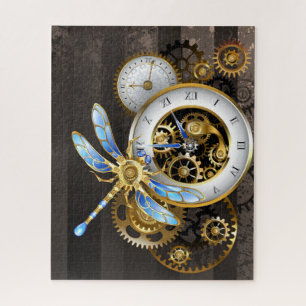 Steampunkuhr mit mechanischer Libelle Puzzle