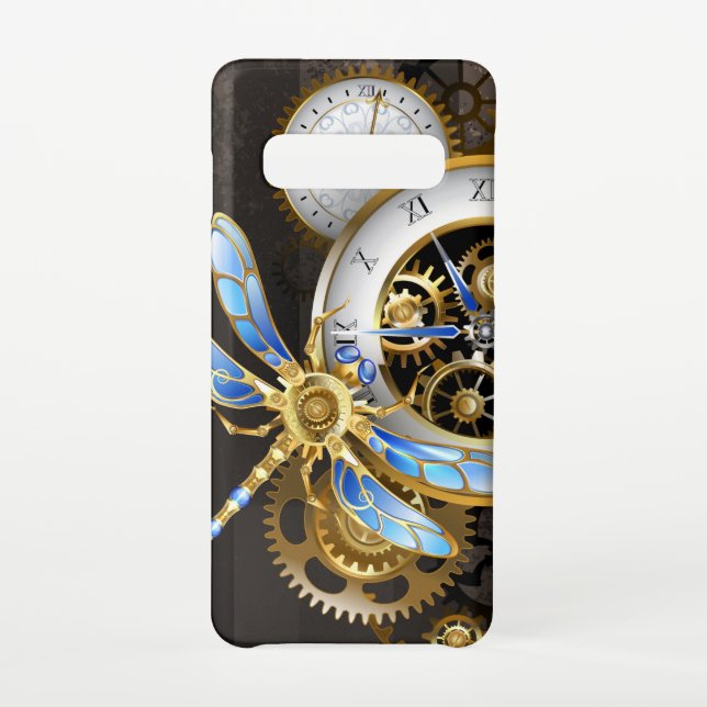 Steampunkuhr mit mechanischer Libelle Samsung Galaxy Hülle (Rückseite)