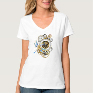 Steampunkuhr mit mechanischer Libelle T-Shirt