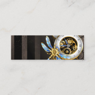 Steampunkuhr mit mechanischer Libelle Telefonnummerkarte