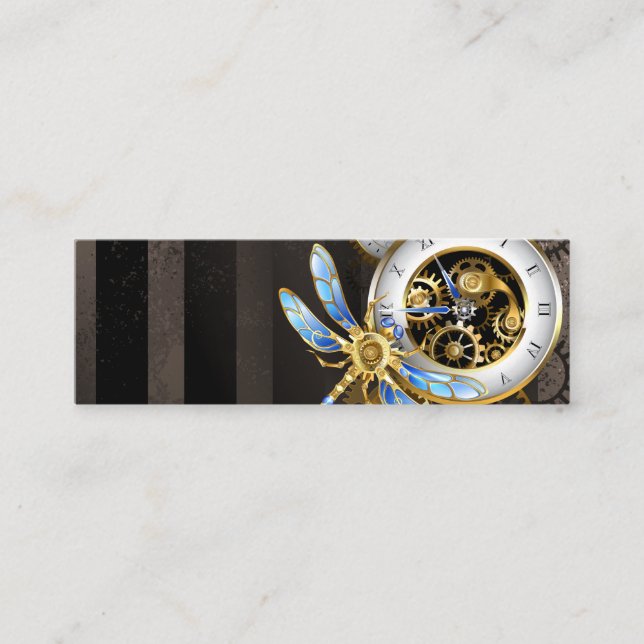 Steampunkuhr mit mechanischer Libelle Telefonnummerkarte (Vorderseite)