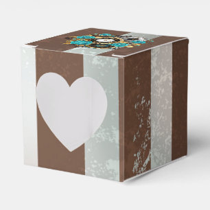 Steampunkuhr und türkisfarbene Rose auf Streifen Geschenkschachtel