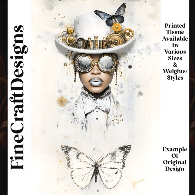 Steampunkweibchen in Weiß und Schmetterling Q3 Dec Seidenpapier (Von Creator hochgeladen)