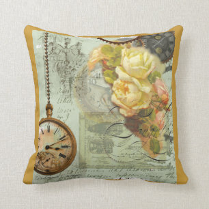 Steampunkzeit und Gelbe Rosen Kissen