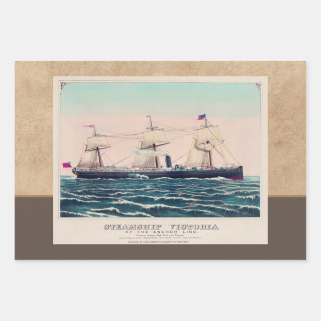 Steamschiff Victoria of the Anchor Line, 1876 Geschenkpapier Set (Vorderseite)