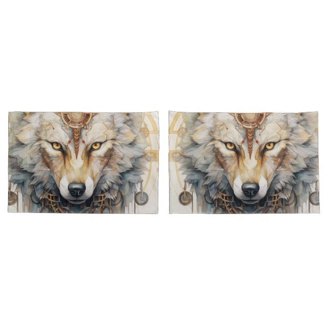 Steamshadow Steampunk Wolf Kissenbezug (Rückseite-Set)