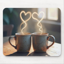 Steamy Coffee Hearts Mousepad