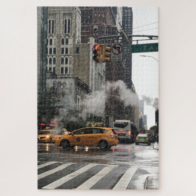 Steamy Day New York City NYC Yellow Taxi Cab Puzzle (Vertikal)
