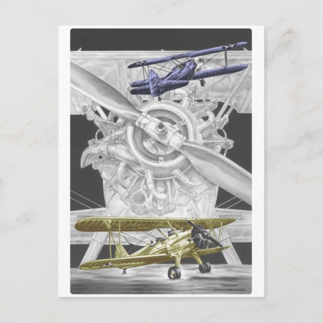 Stearman Doppeldecker Postkarte (Vorderseite)