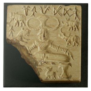 Steatit Pasupati Siegel, Mohenjodaro, 2300-1750 BC Fliese